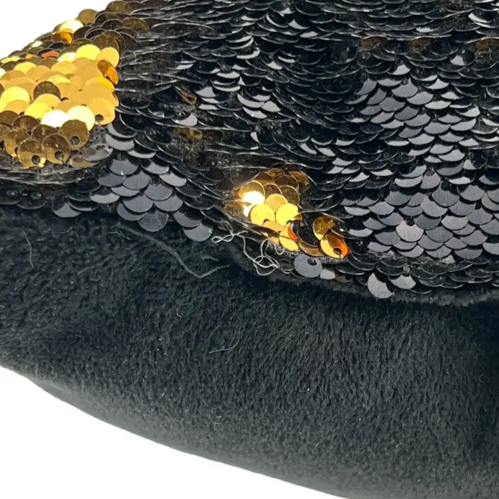 Square Sequin Magic Mermaid Throw Pillow Sparkling Black/Gold Color Shift -Black